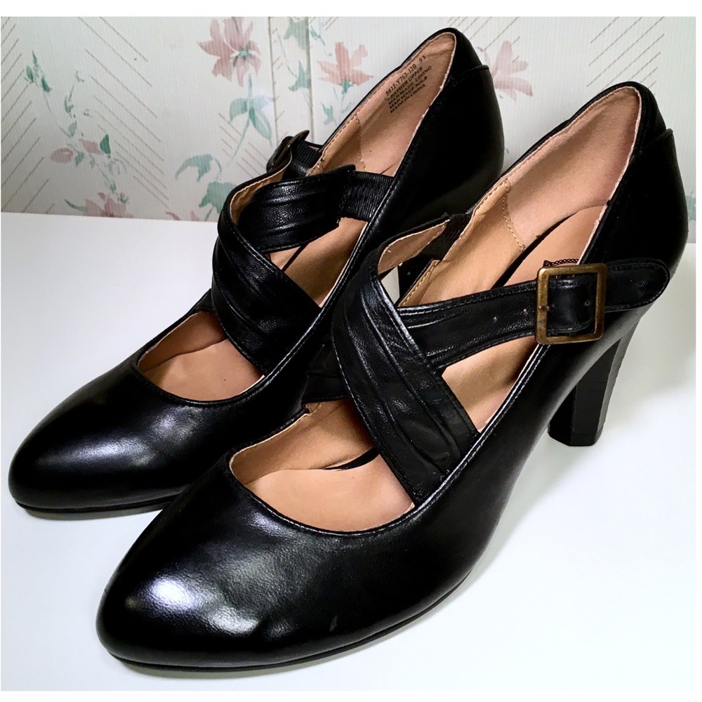 Crown Vintage Black Leather Heels